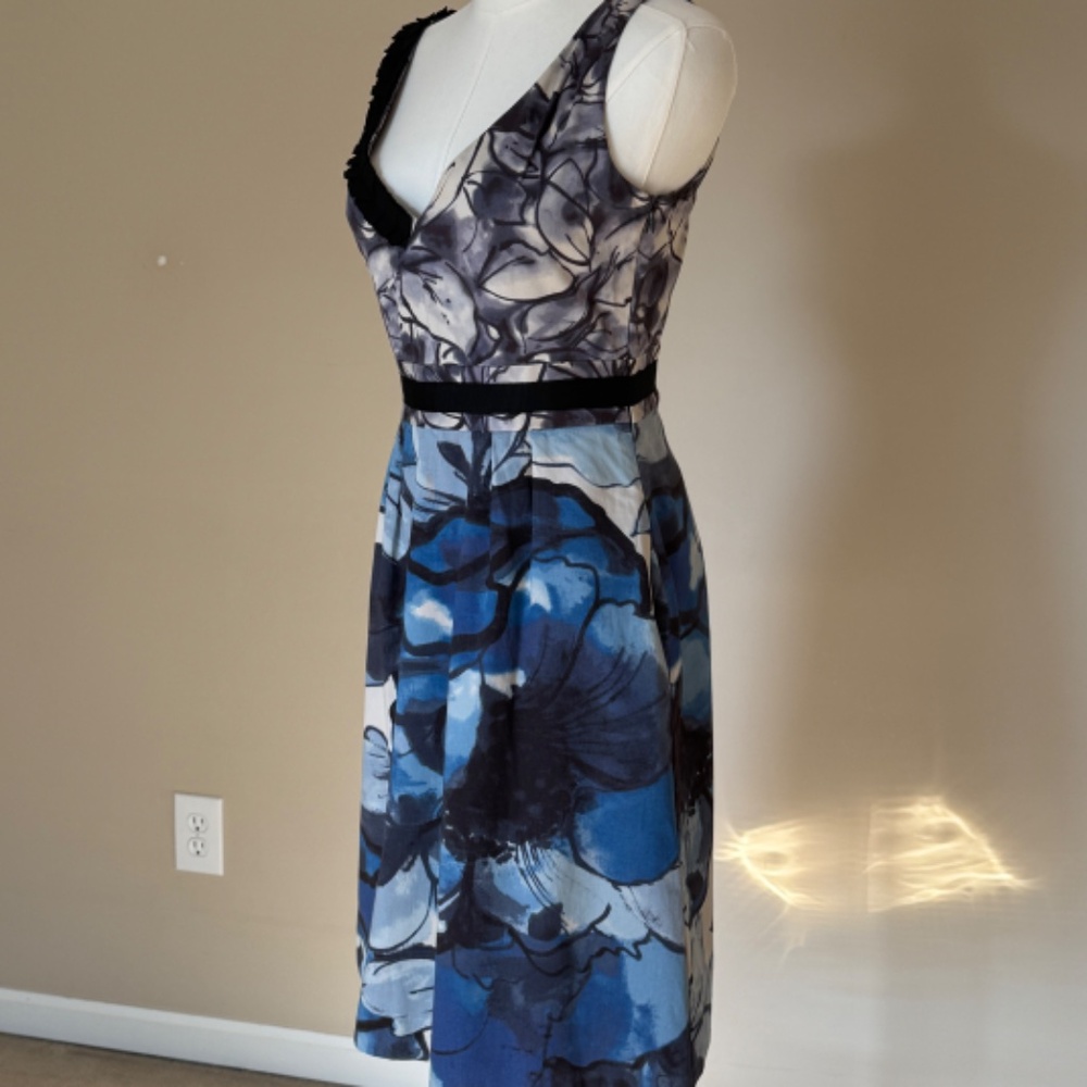 Anthropologie Moulinette Soeurs Indigo Blue Garden Watercolor Dress Size 2 - Picture 9 of 16